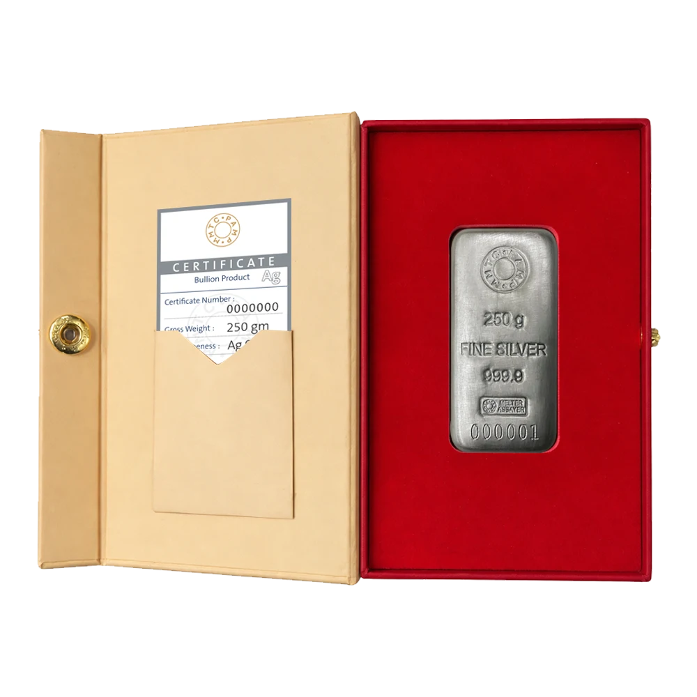 MMTC PAMP 250 GMS CASTED 999.9 SILVER BAR