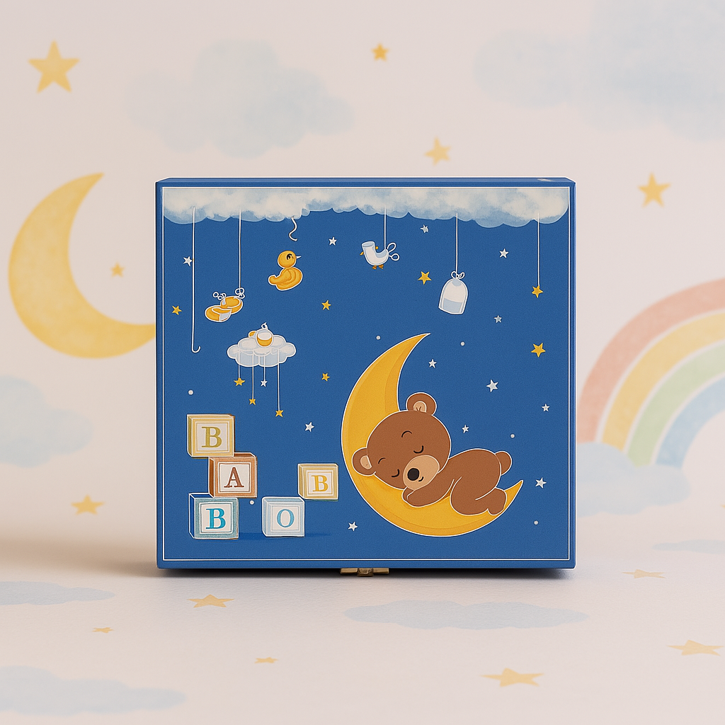 SILVER INSTRUMENTAL MUSIC BOX FOR BABY BOY