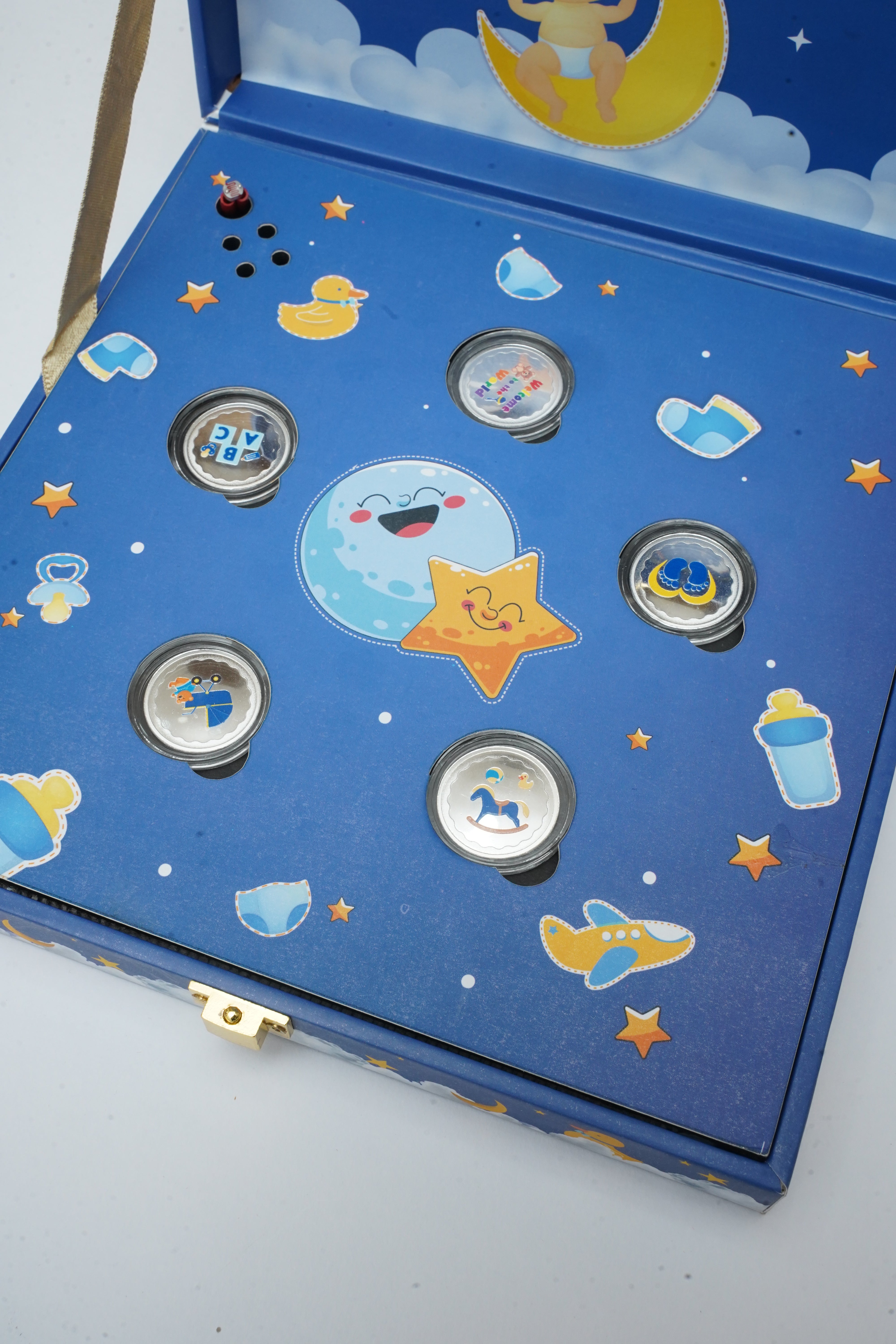 SILVER INSTRUMENTAL MUSIC BOX FOR BABY BOY