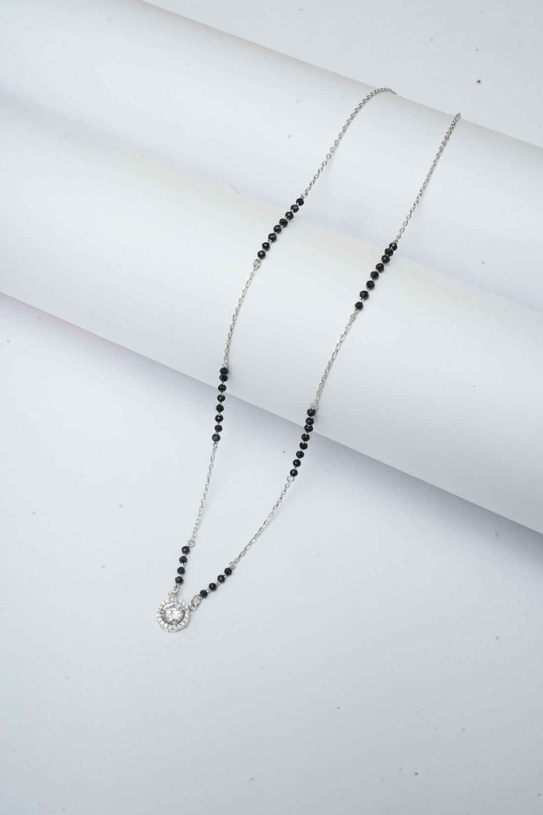SILVER SINGLE SOLITAIRE MANGALSUTRA