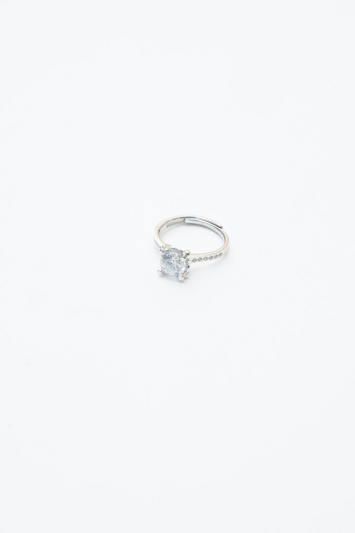 SILVER 4 PRONGS SOLETAIRE RING