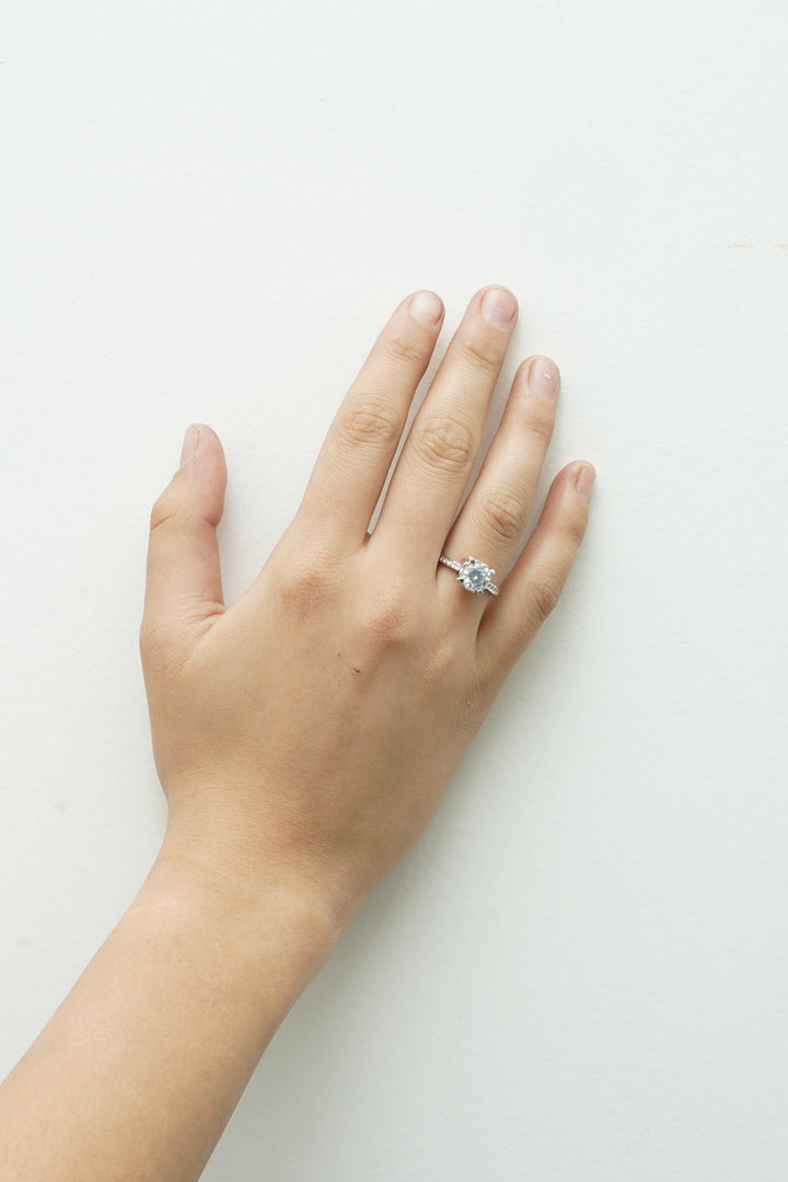 SILVER 4 PRONGS SOLETAIRE RING