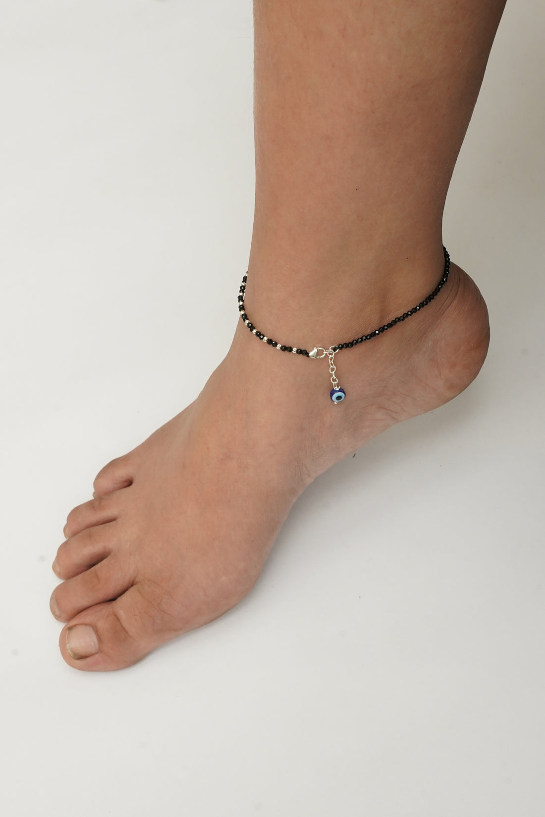 SILVER EVIL EYE ANKLET