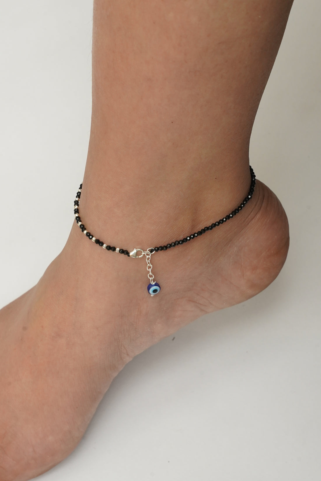 SILVER EVIL EYE ANKLET