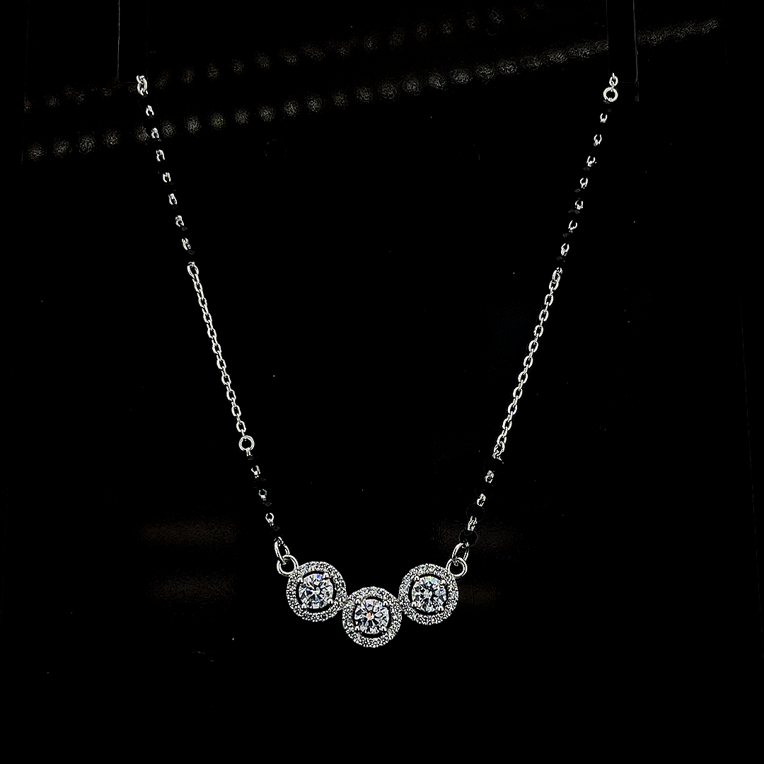 "शुद्ध चाँदी" Three Solitaire Mangalsutra