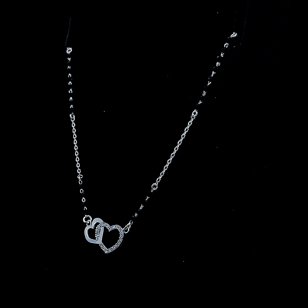 "शुद्ध चाँदी" Double Heart Mangalsutra