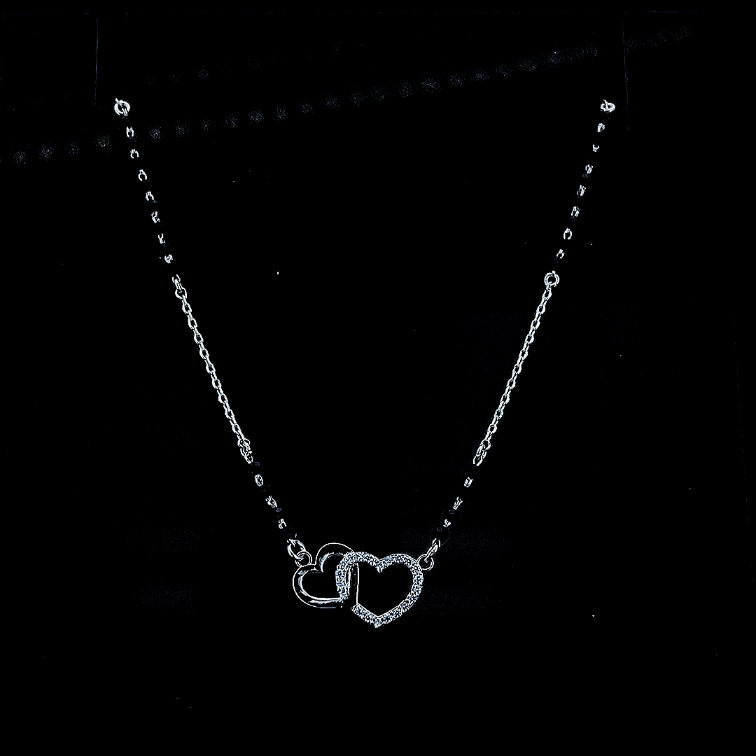 "शुद्ध चाँदी" Double Heart Mangalsutra