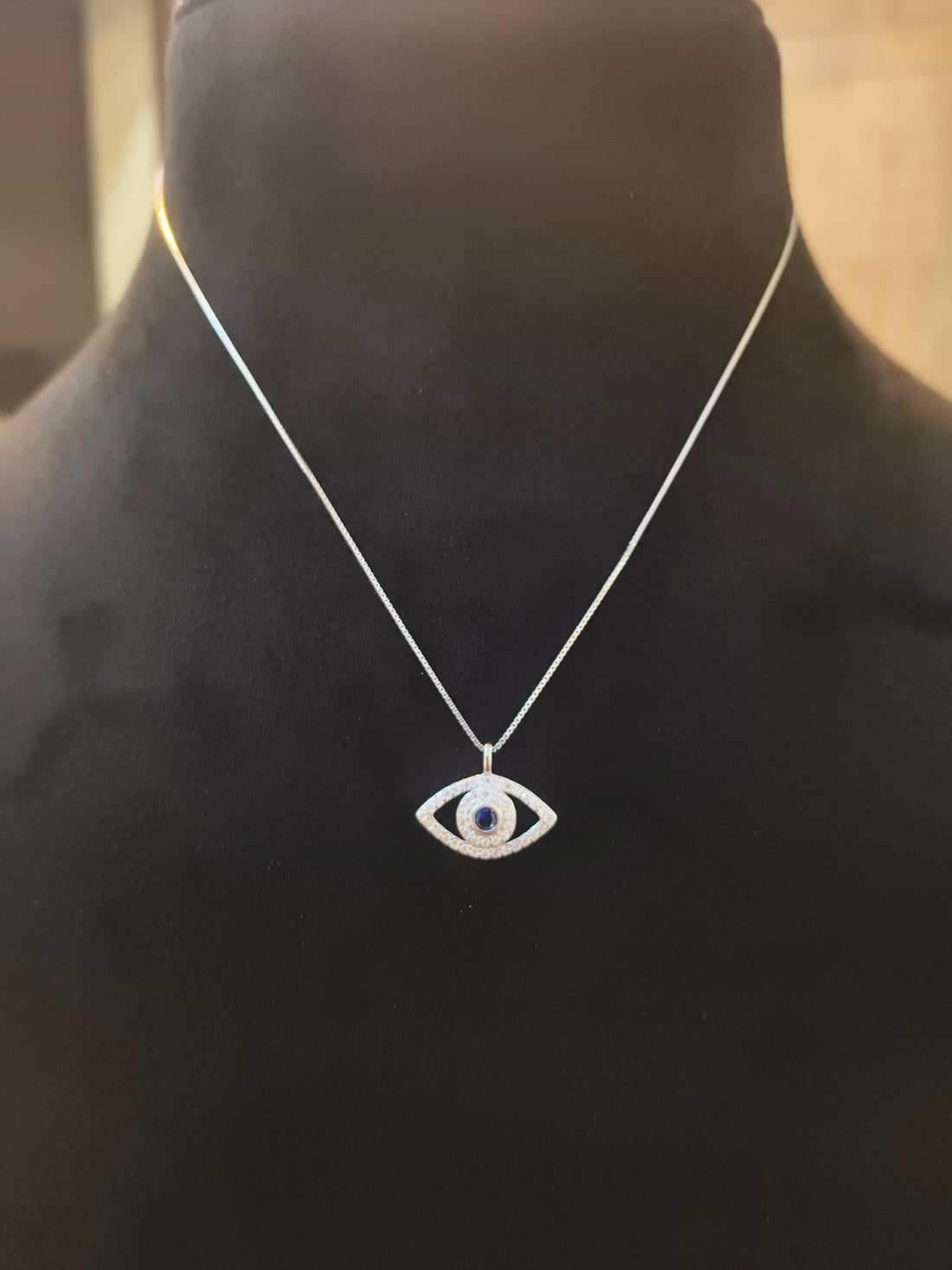 "शुद्ध चाँदी" Italian Evil Eye Chain Pendant