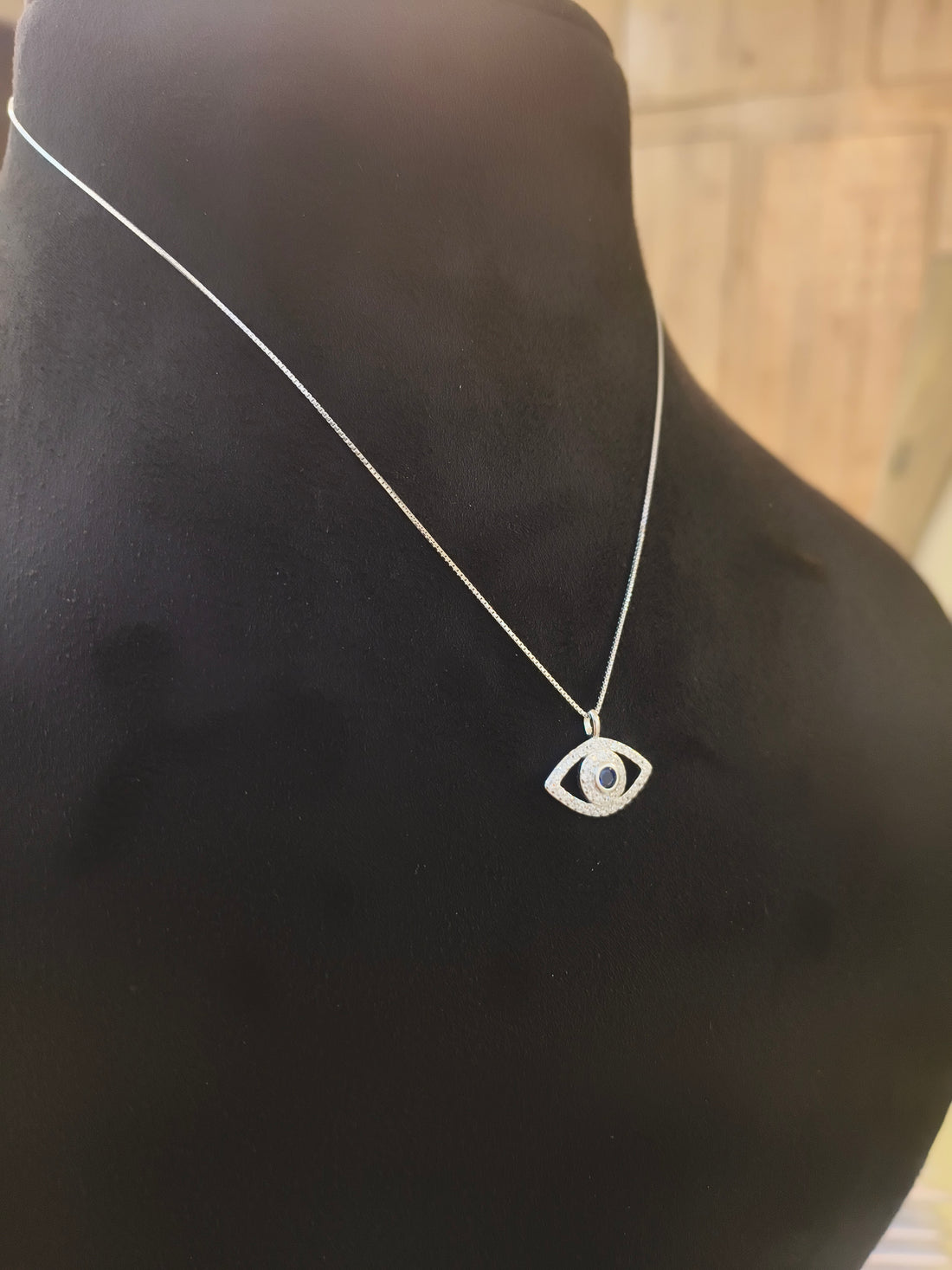"शुद्ध चाँदी" Italian Evil Eye Chain Pendant