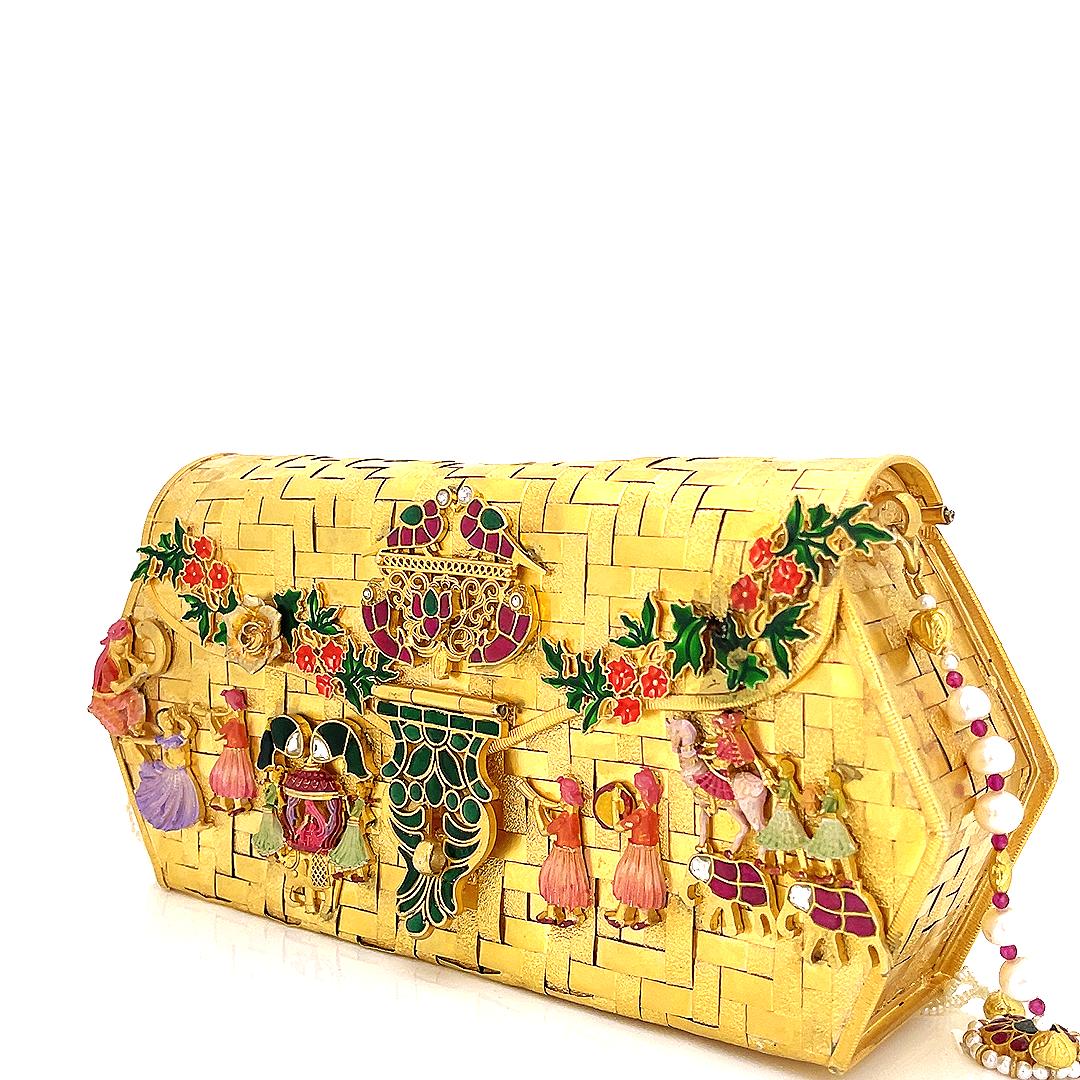 Silver Baraat Purse with Gold Micron Polish