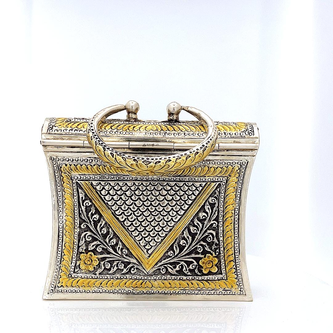Silver Kundan Polki Purse