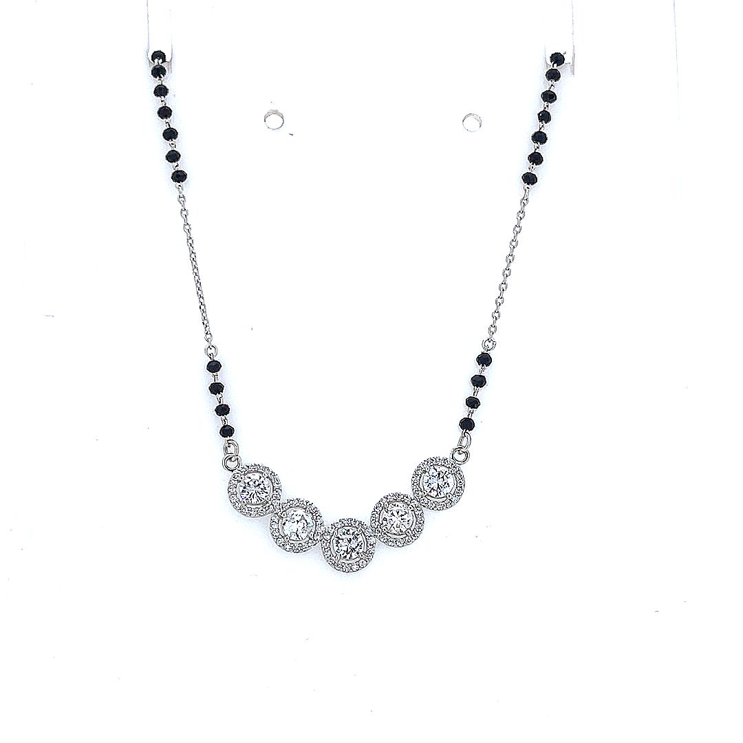 "शुद्ध चाँदी" 5 Solitares with Halo Mangalsutra
