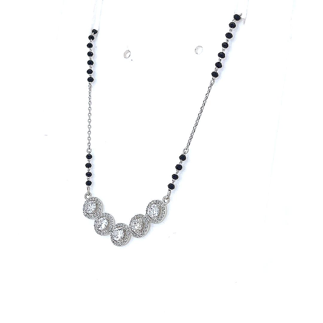 "शुद्ध चाँदी" 5 Solitares with Halo Mangalsutra