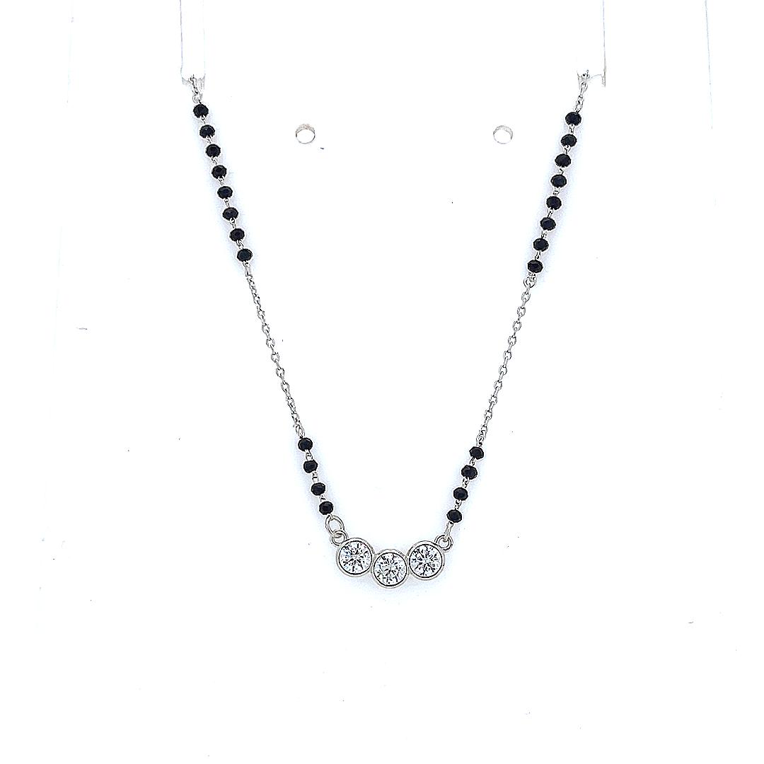 "शुद्ध चाँदी" Three Solitaire Silver Mangalsutra