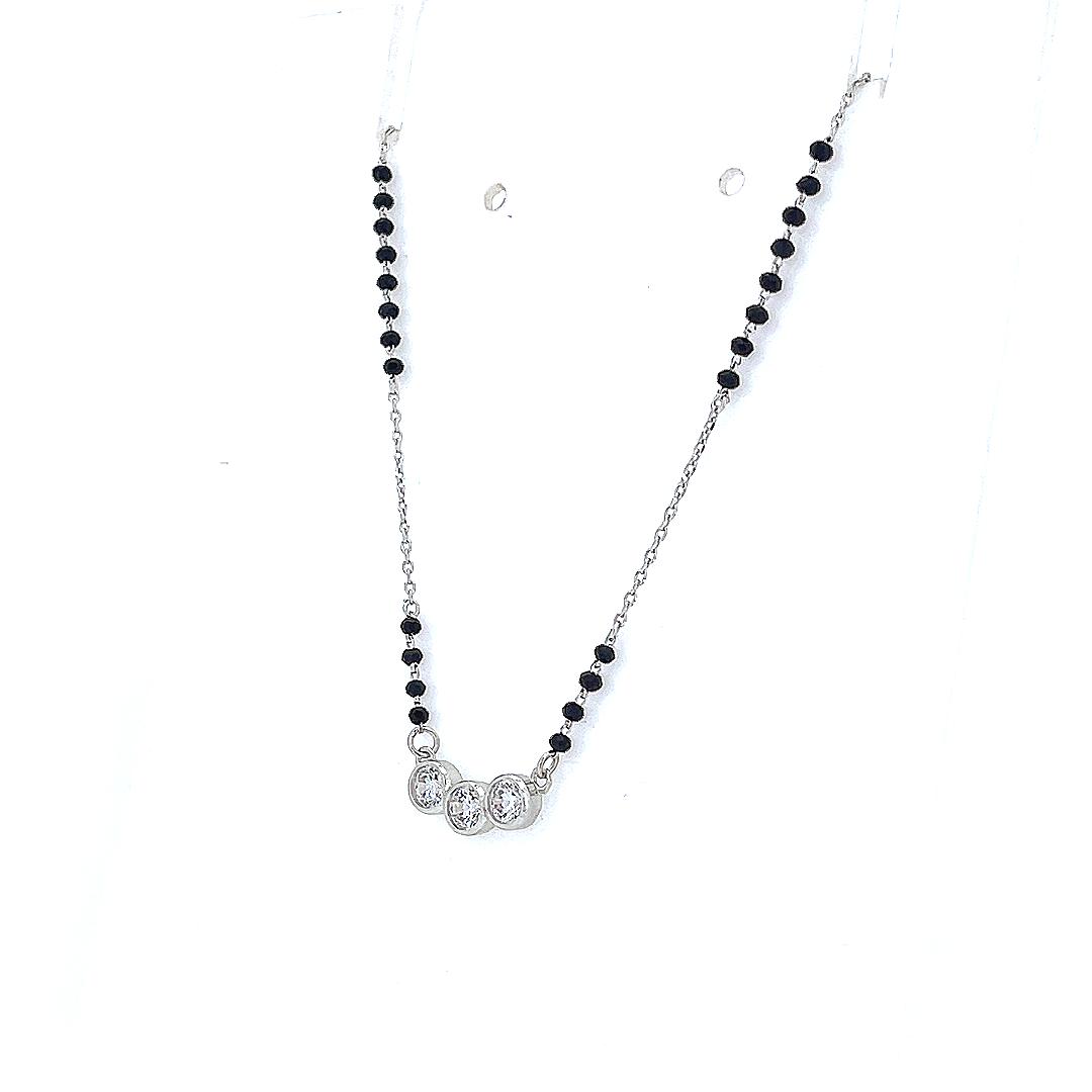 "शुद्ध चाँदी" Three Solitaire Silver Mangalsutra