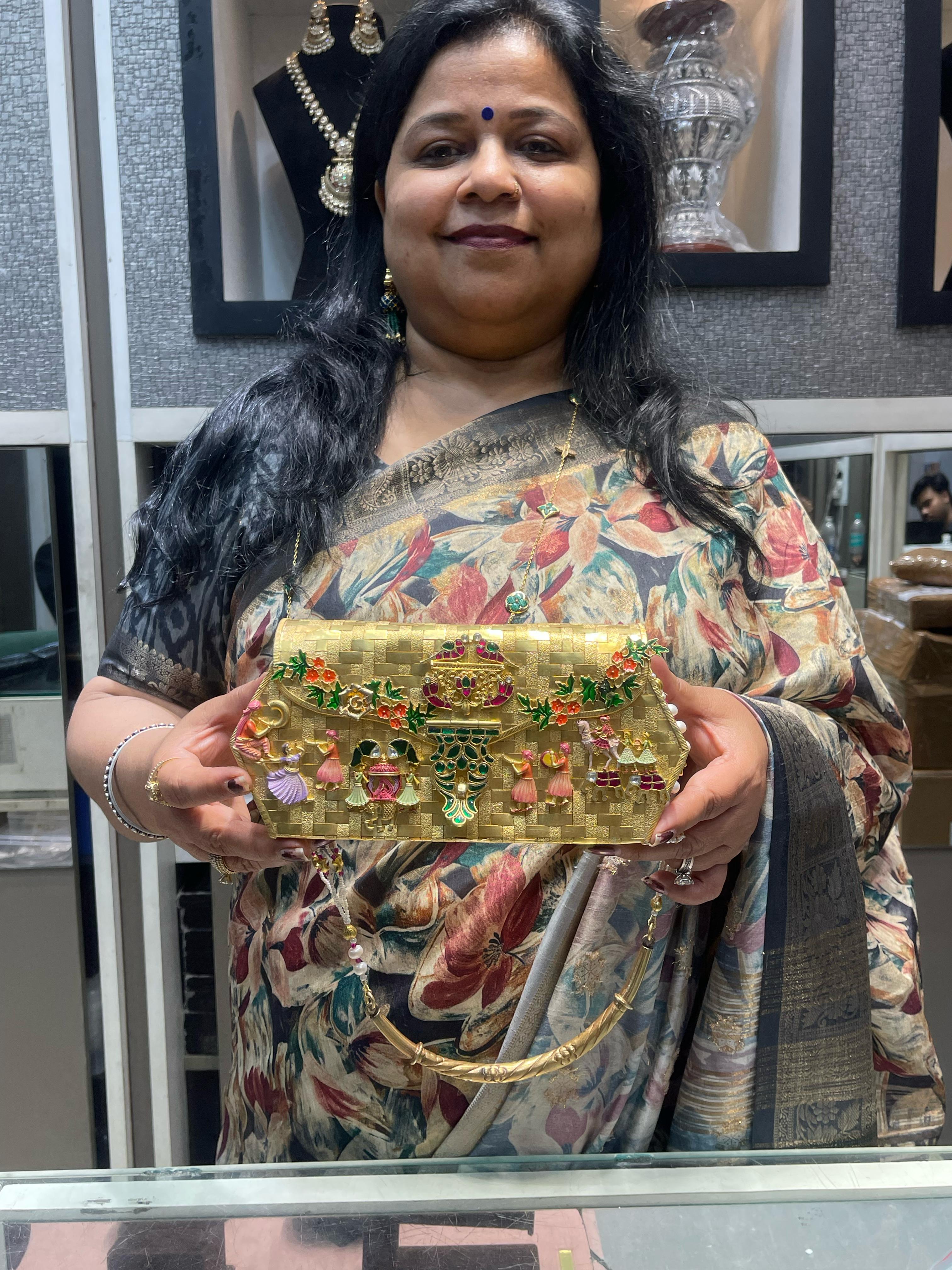 Silver Baraat Purse with Gold Micron Polish