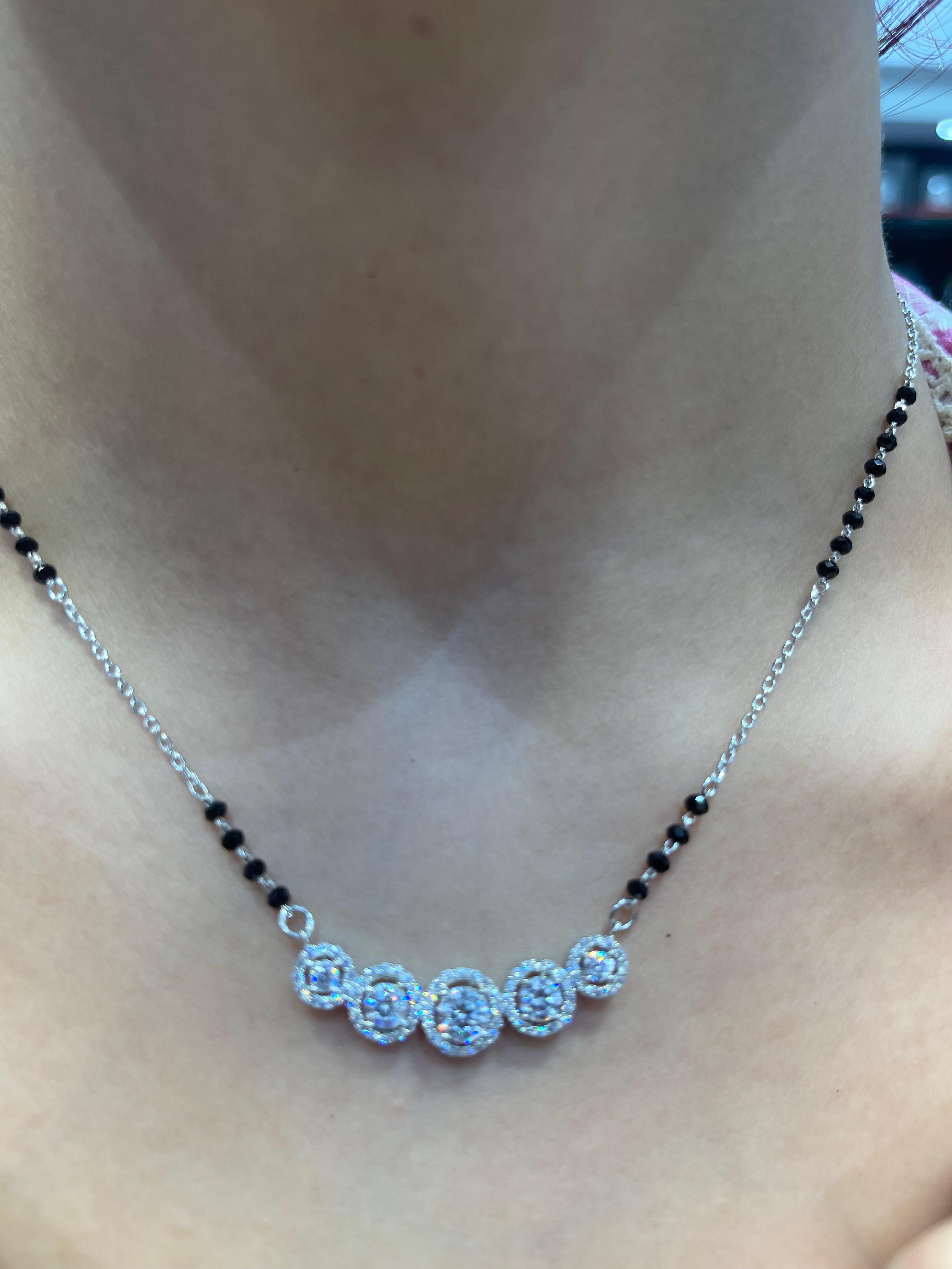 "शुद्ध चाँदी" 5 Solitaire Mangalsutra 2.0