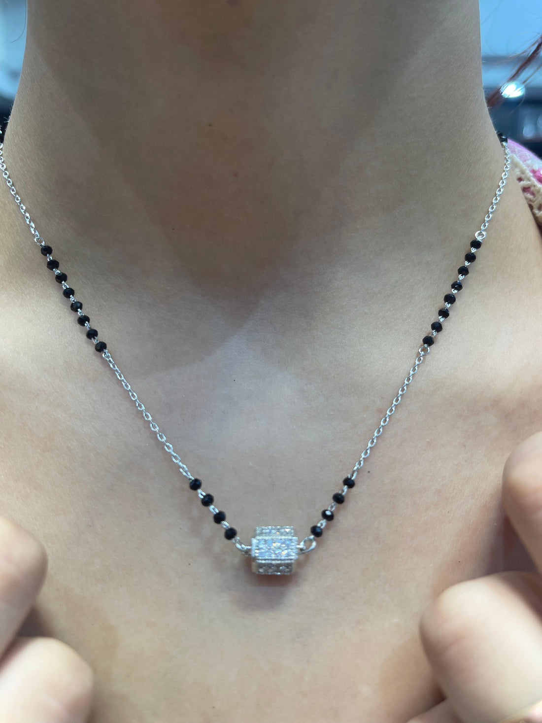 Silver Traditional Cube Mangalsutra
