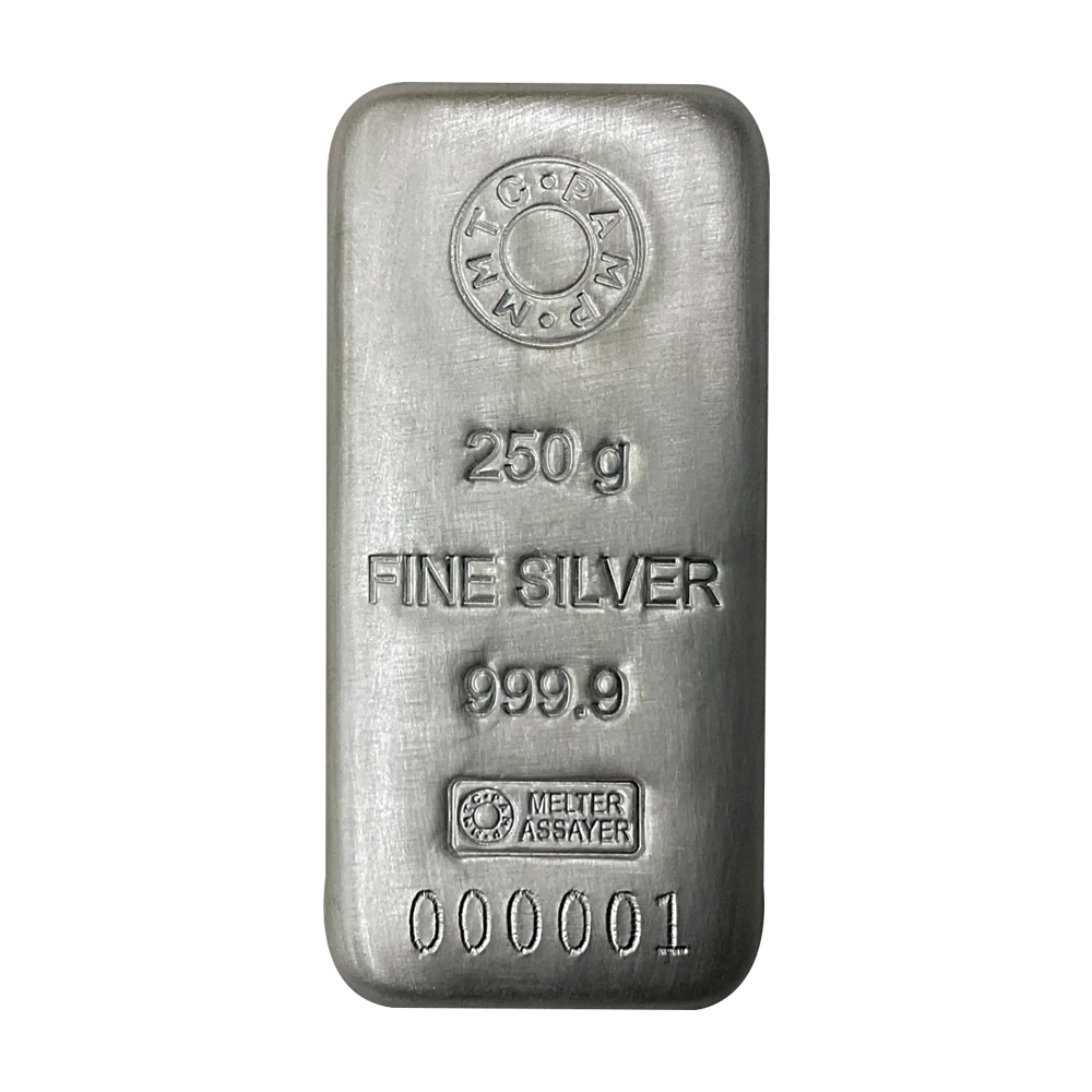 MMTC PAMP 250 GMS CASTED 999.9 SILVER BAR