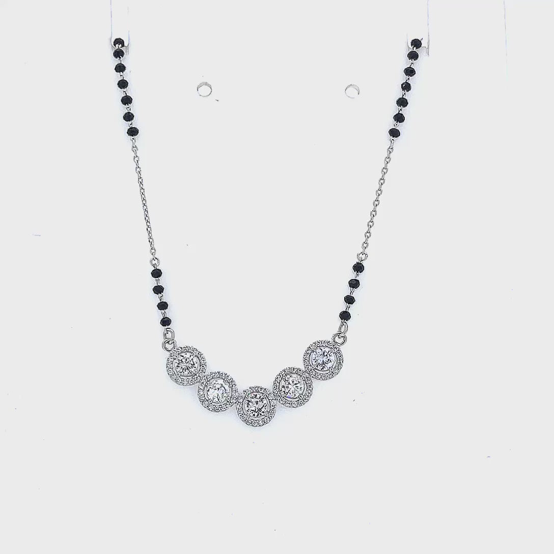 "शुद्ध चाँदी" 5 Solitares with Halo Mangalsutra