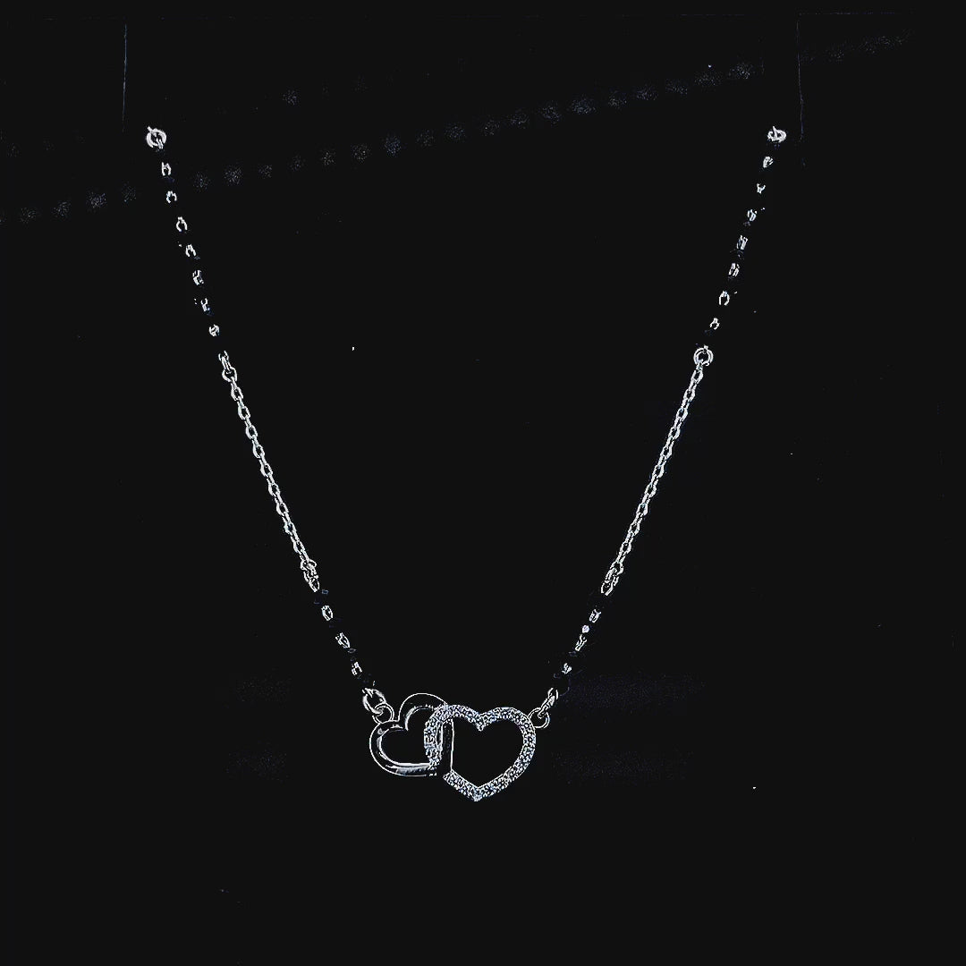 "शुद्ध चाँदी" Double Heart Mangalsutra