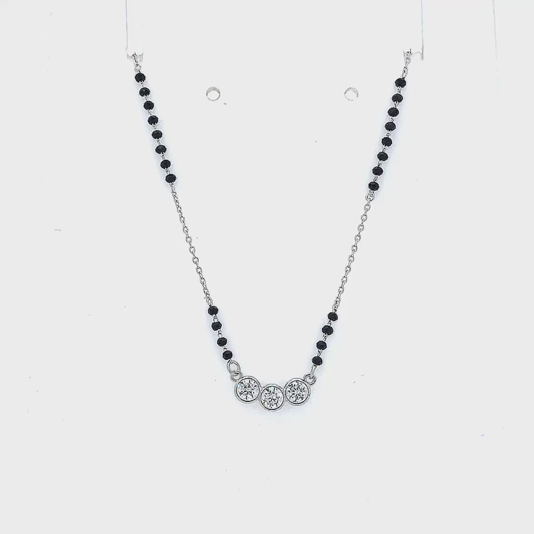 "शुद्ध चाँदी" Three Solitaire Silver Mangalsutra