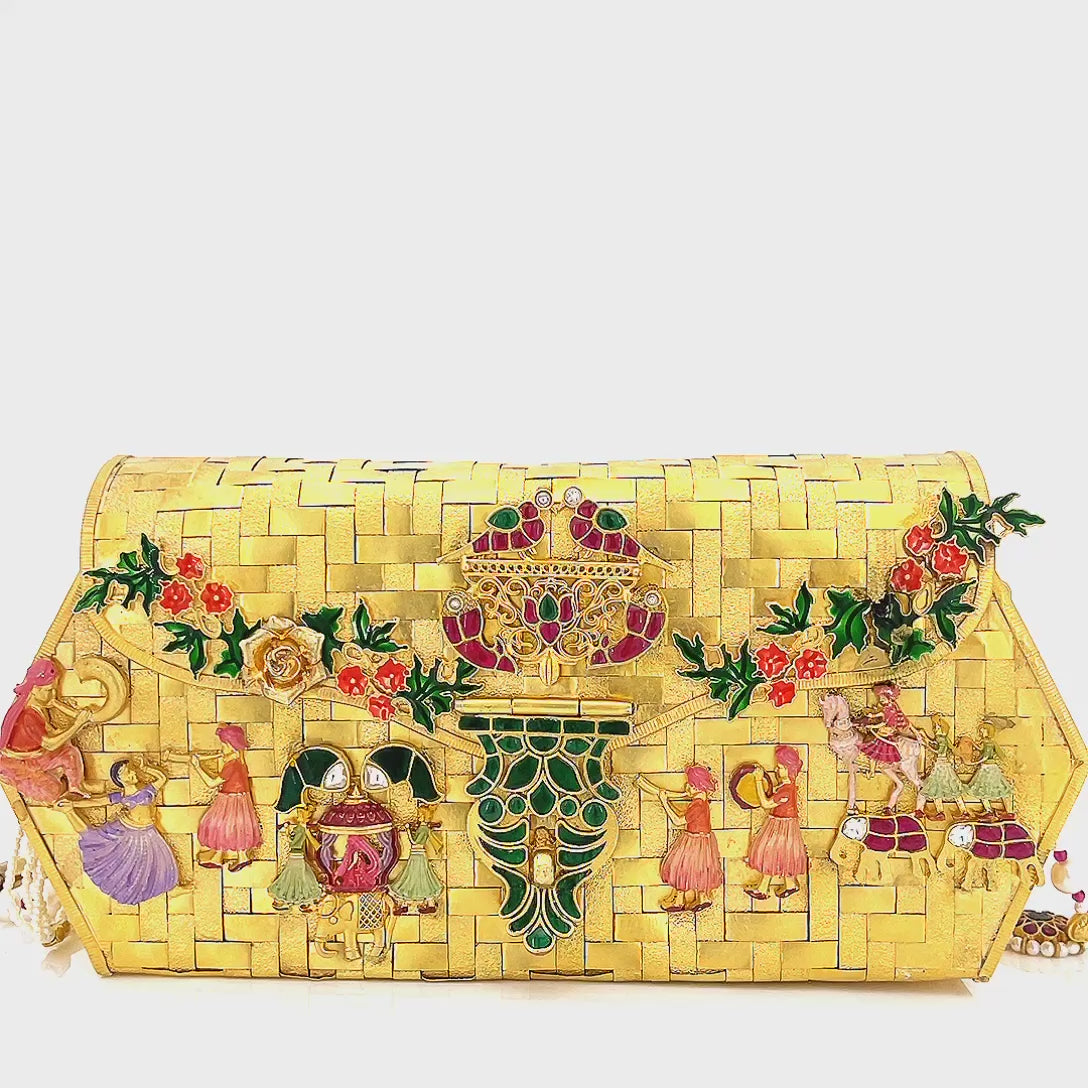 Silver Baraat Purse with Gold Micron Polish