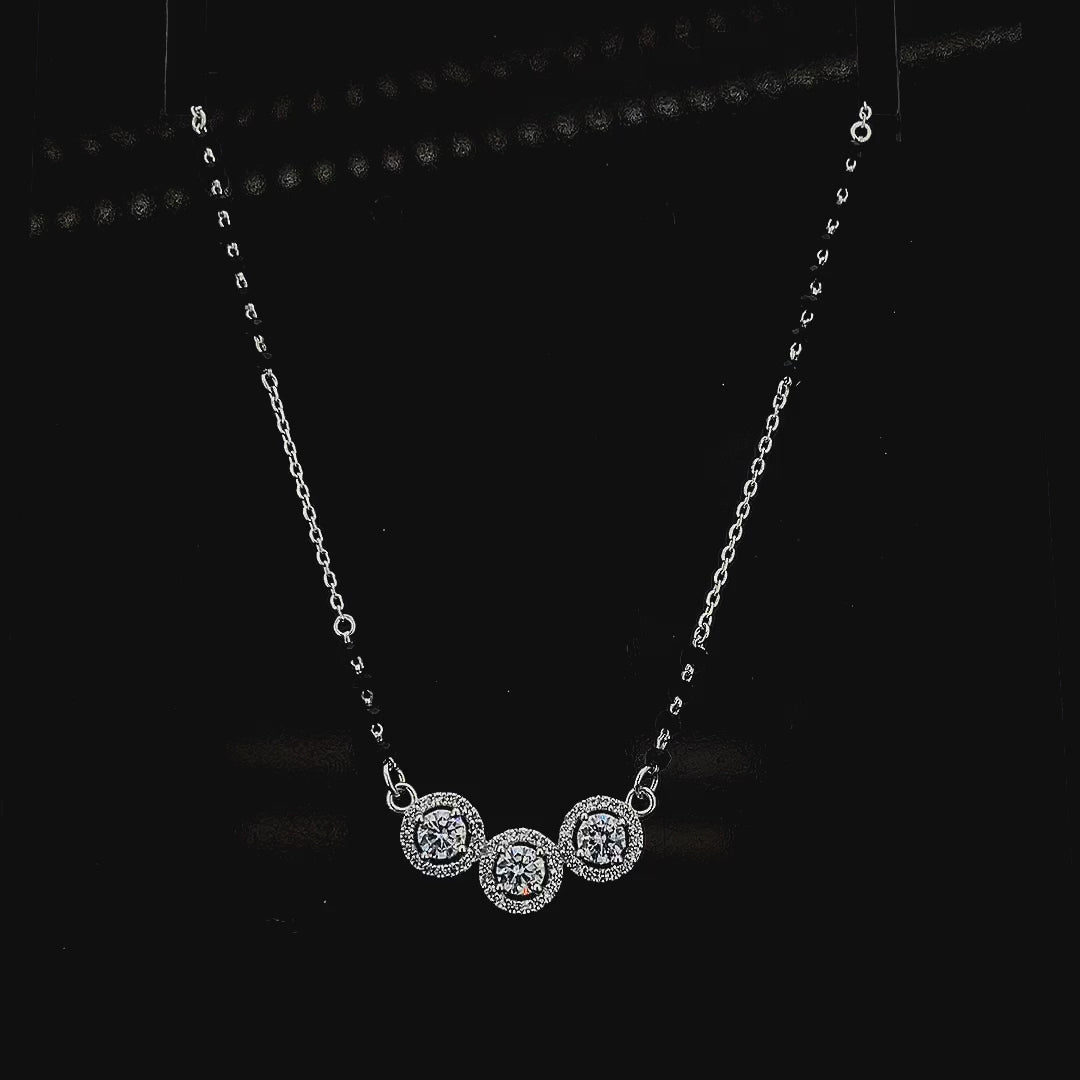 "शुद्ध चाँदी" Three Solitaire Mangalsutra