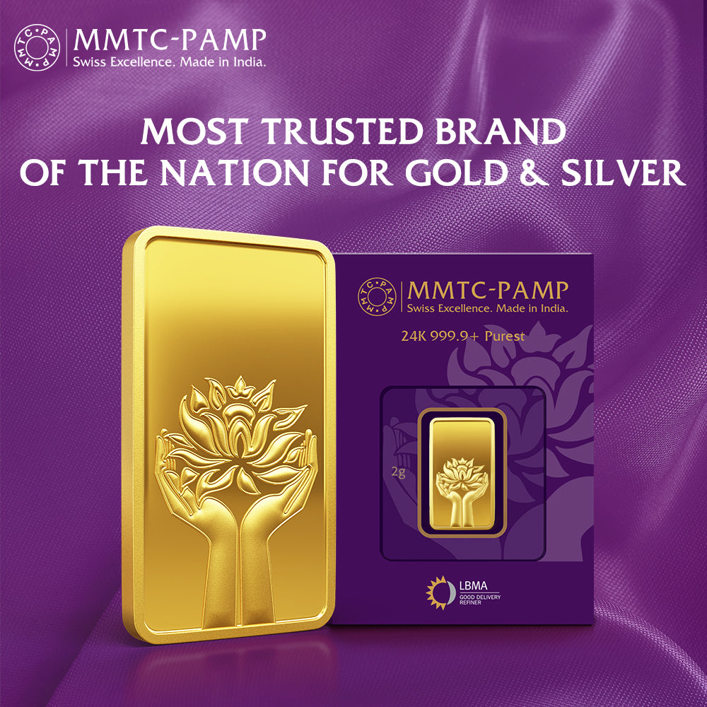 24K (999.9+) Purest 2 gm Lotus Gold Bar
